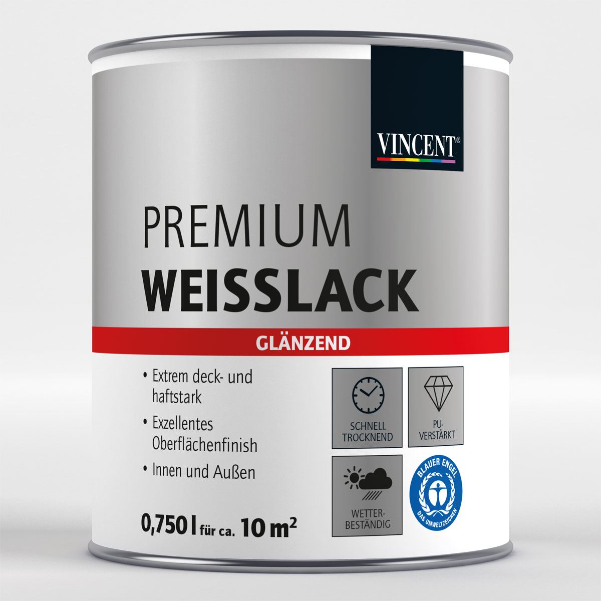 Vincent Premium Weißlack RAL 9010 Reinweiß glänzend 750 ml