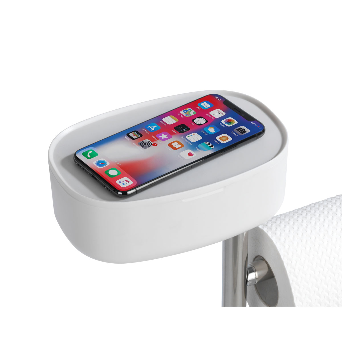 Wenko  Stand WC-Garnitur mit Box Rivazza Weiß integrierter Toilettenpapierhalter Ersatzrollenhalter und WC-Bürstenhalter mit Ablagebox Bild 10