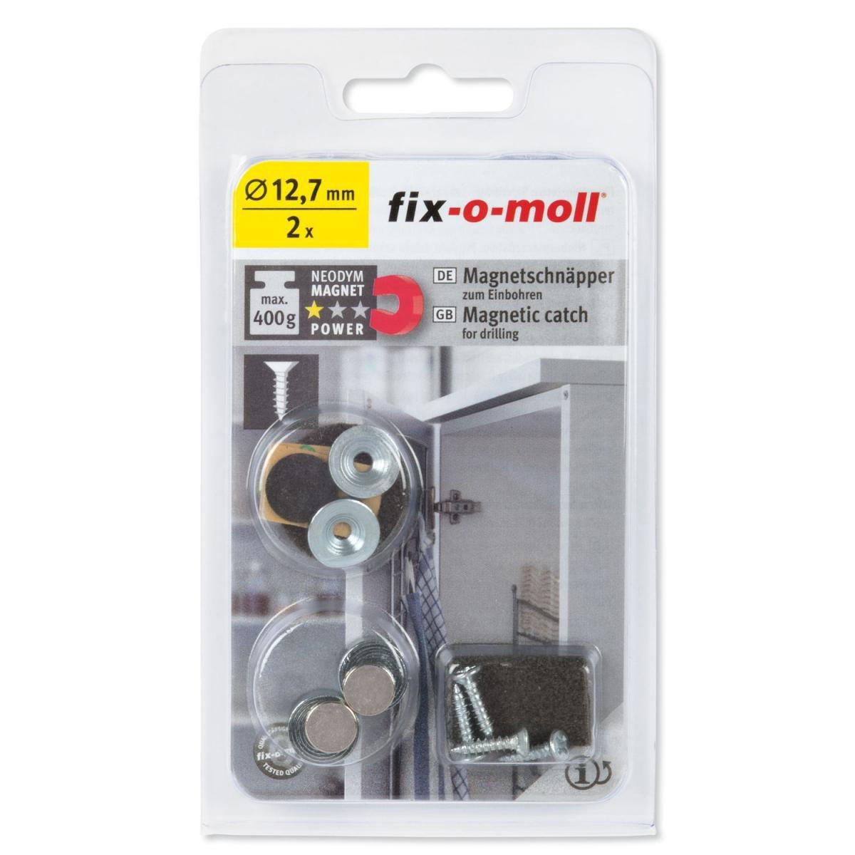 Magnet-Schnäpper z.Einbohr.D12,7 mm 2Sets