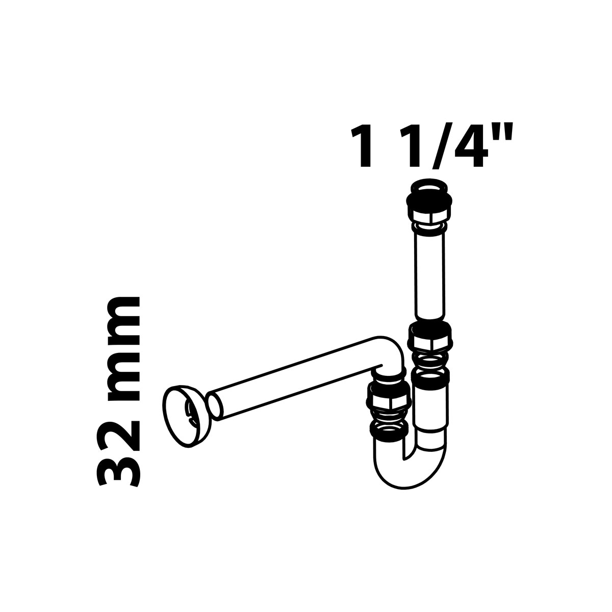 Kirchhoff Röhrensiphon ECO-SAVE KS grau 1 1/4" x Durchmesser 32 mm Bild 2