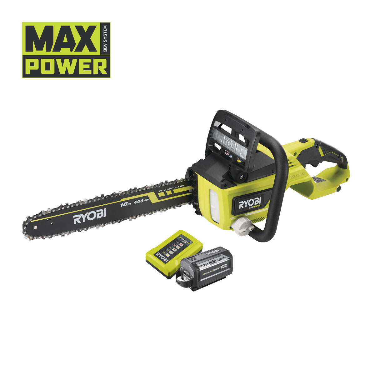 Ryobi Akku-Kettensäge RY36CX40B-160 40 cm inkl 6,0 Ah Akku u Ladegerät