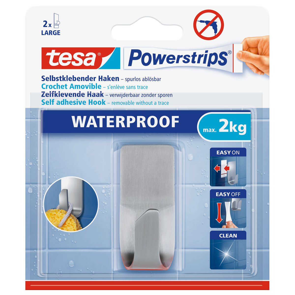 Tesa Powerstrips Waterproof Haken Metall Bild 1