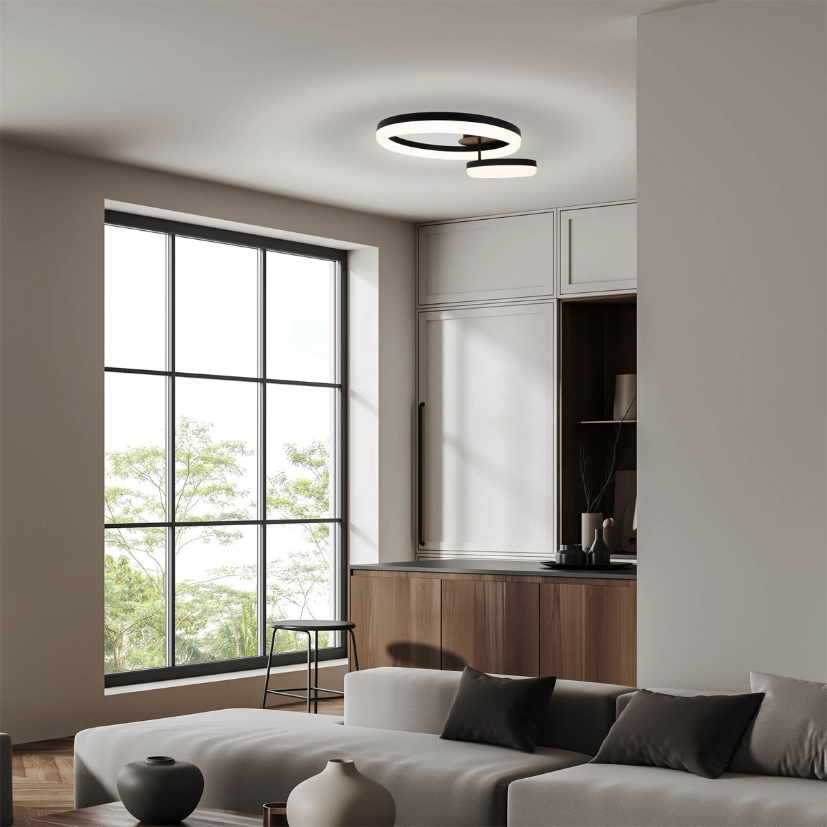 Naeve LED DL Circulo Metall/KSschwarz LxBxH 53x40x14cm dimmbar Bild 11