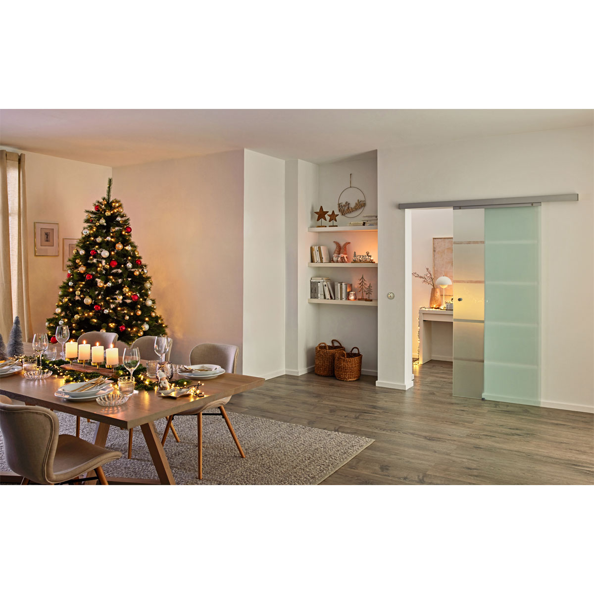 Adventsleuchter Holz mit 4 Kerzenhaltern Mangoholz 50 x 10 cm Bild 5