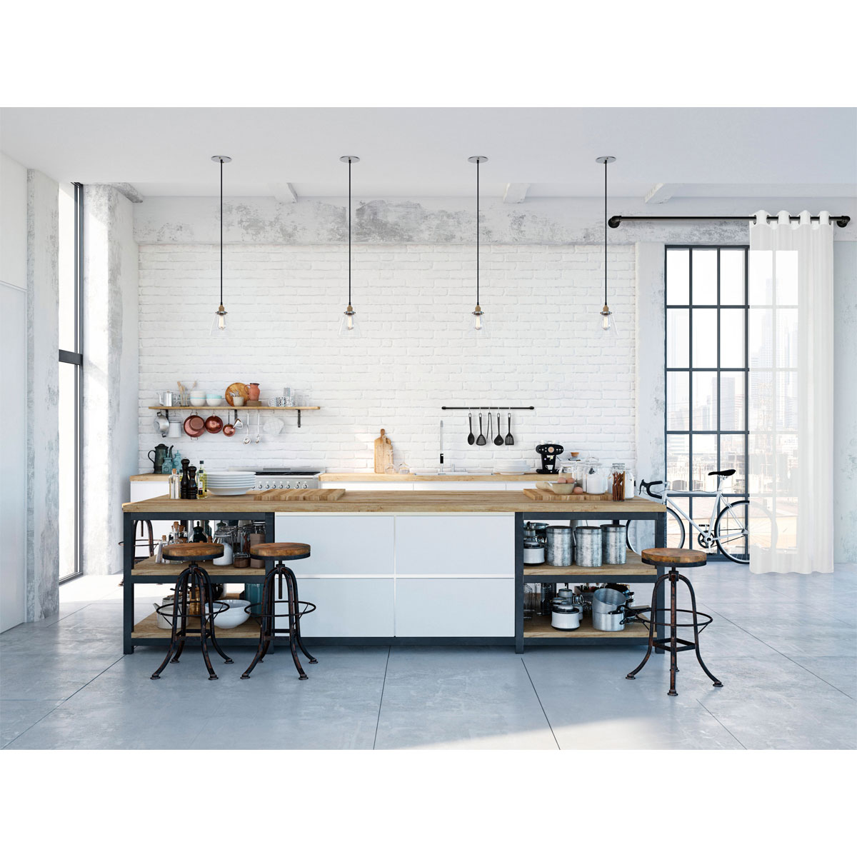 Gardinia Gardinenstange Industrial Home schwarz 2,4 m Bild 12