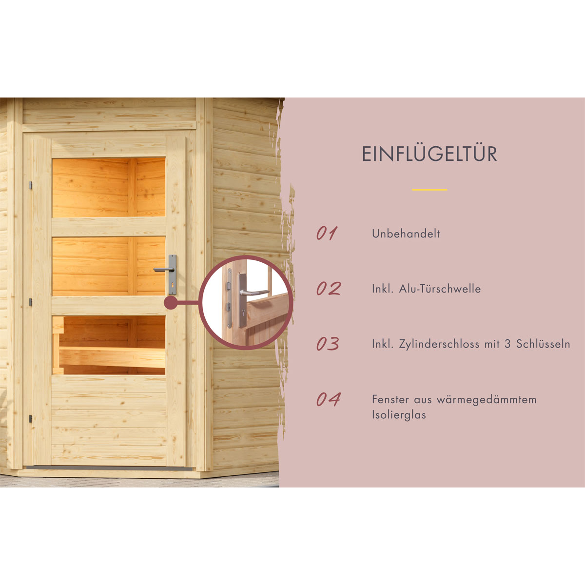 Karibu Saunahaus Mikka 38 mm 9 kW Ofen externe Strg moderne Tür Bild 6