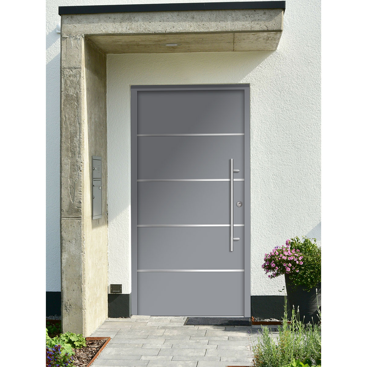 SplenDoor  Premium-Haustür Passivedoor Visby RC2 energiesparend einbruchsicher grau 110 x 210 cm rechts Bild 2