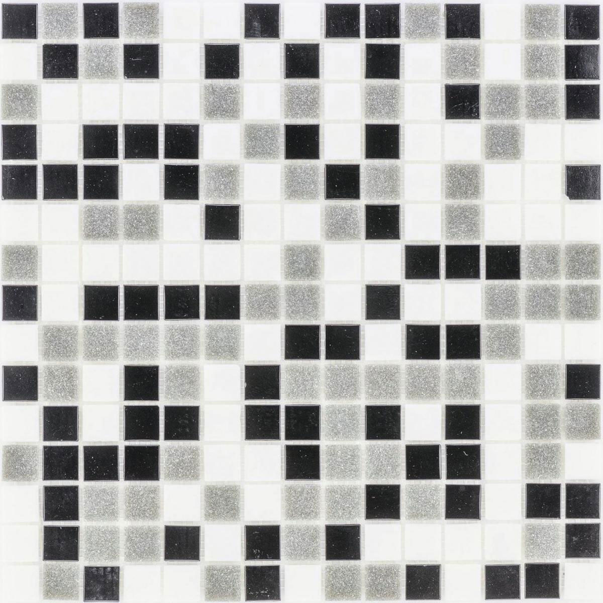 Glasmosaik Black-Grey White 32,7 x 32,7 x 0,4 mm