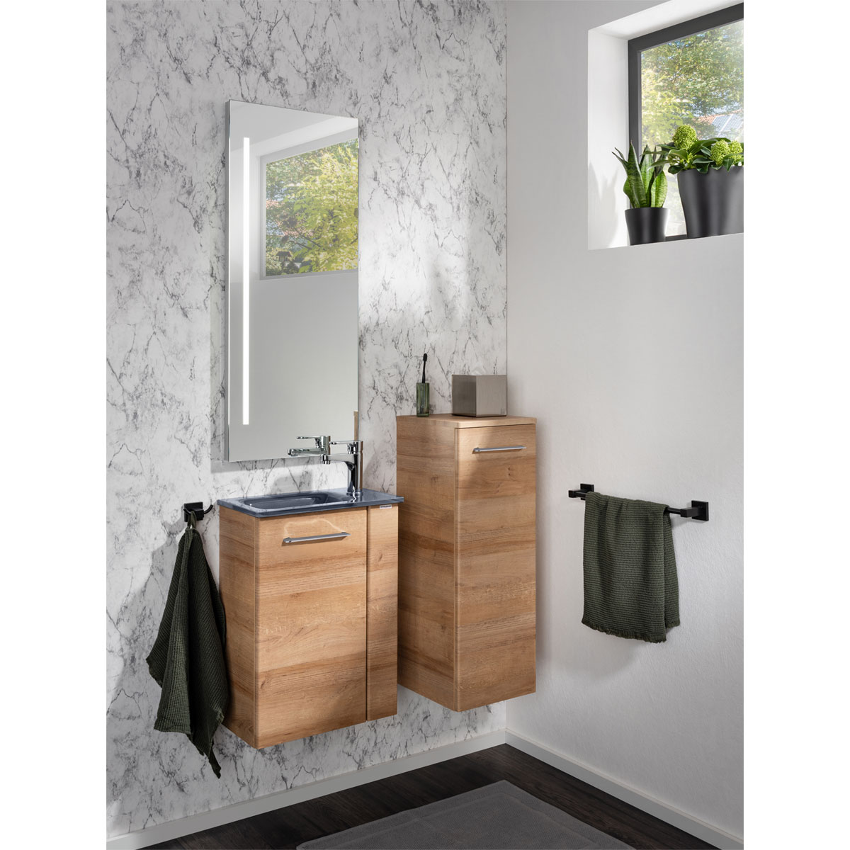 Fackelmann  Gäste-WC Waschtischunterschrank links SBC 440 x 600 x 243 mm AstEiche Bild 7