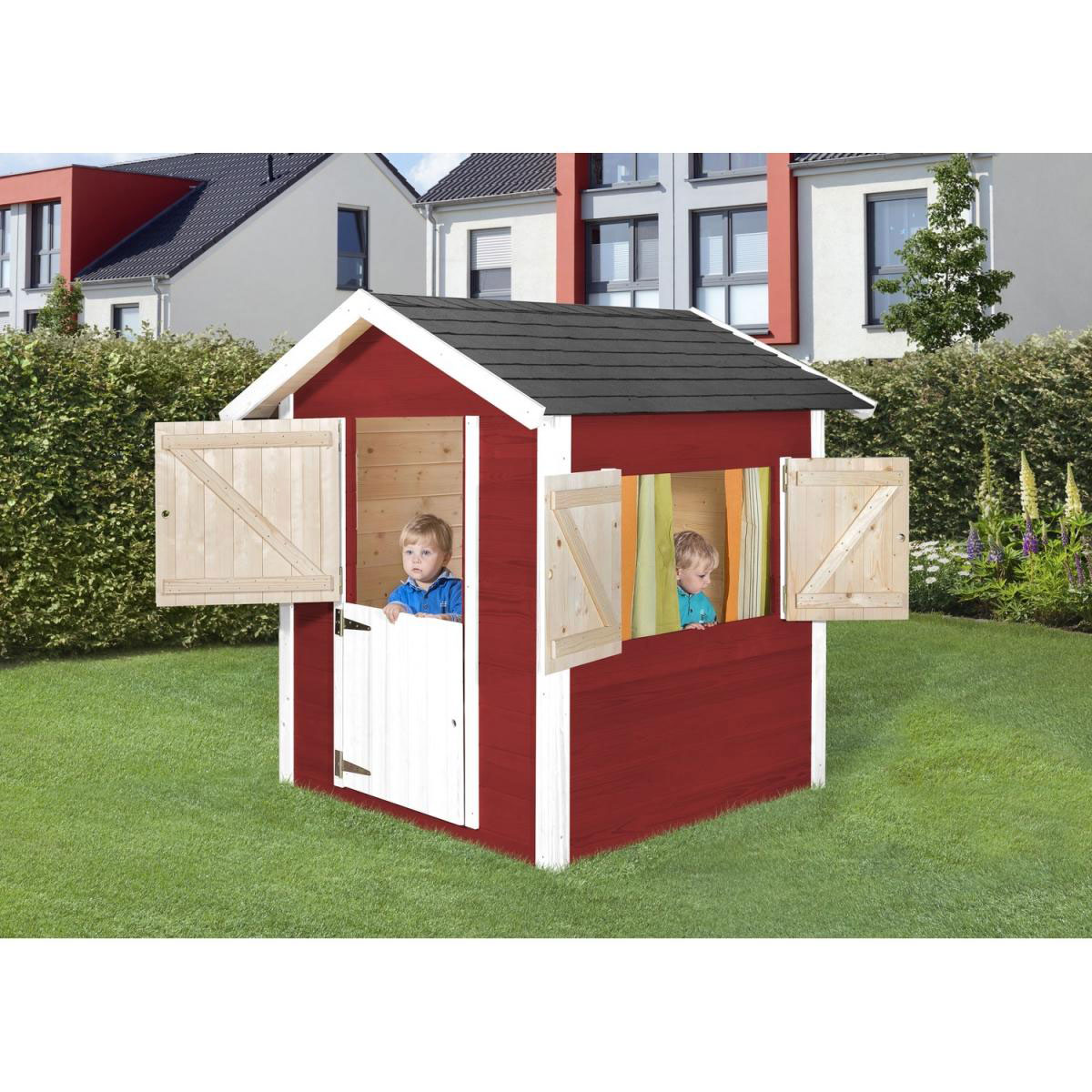 Weka Kinderspielhaus Tabaluga 818 inkl Fensterläden rot/weiß