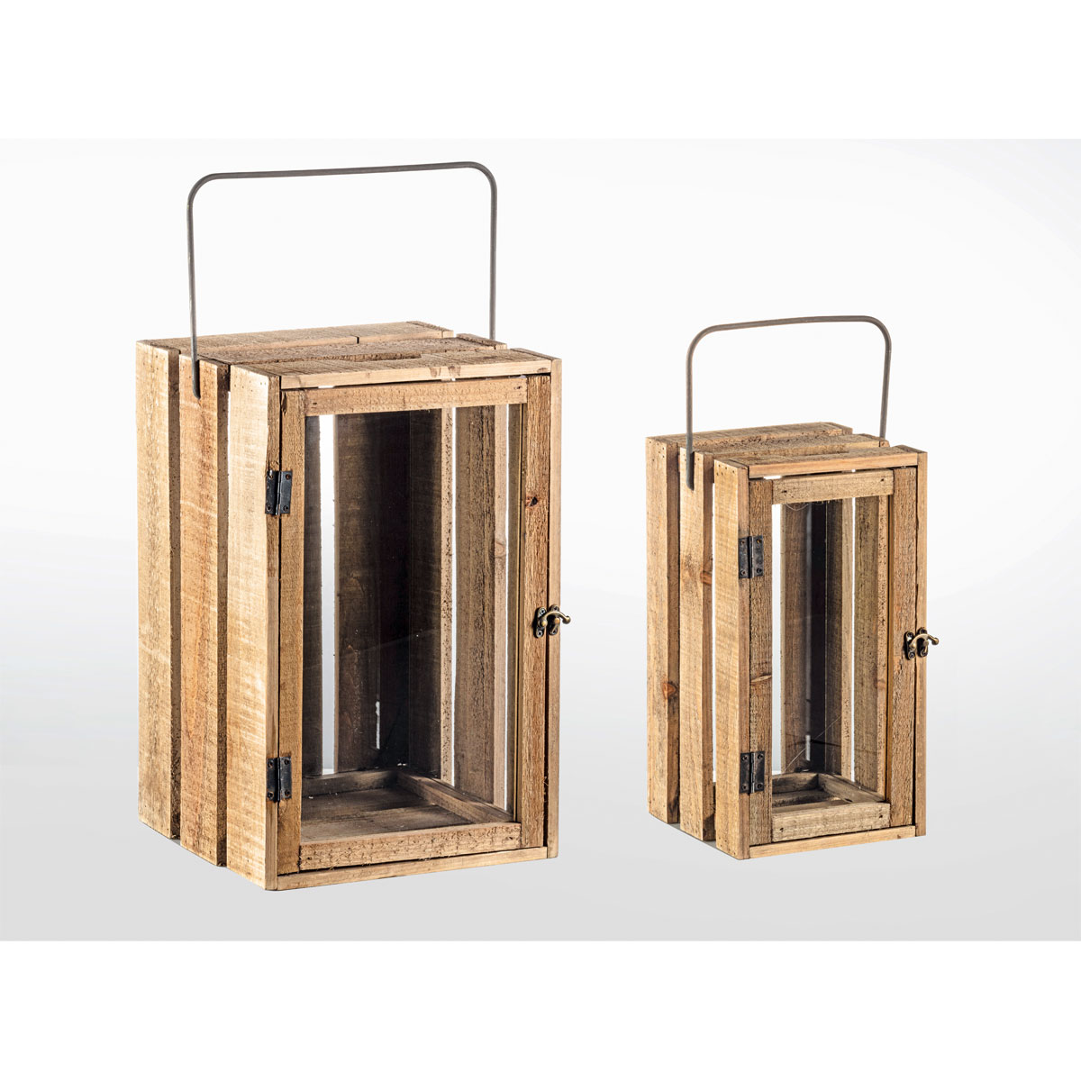 Laterne Kartoffelkistenlook Holz 29 x 45 cm