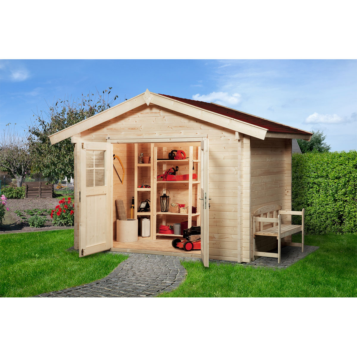 Weka Gartenhaus Premium 45 mm 380 x 330 x 262 cm Bild 1