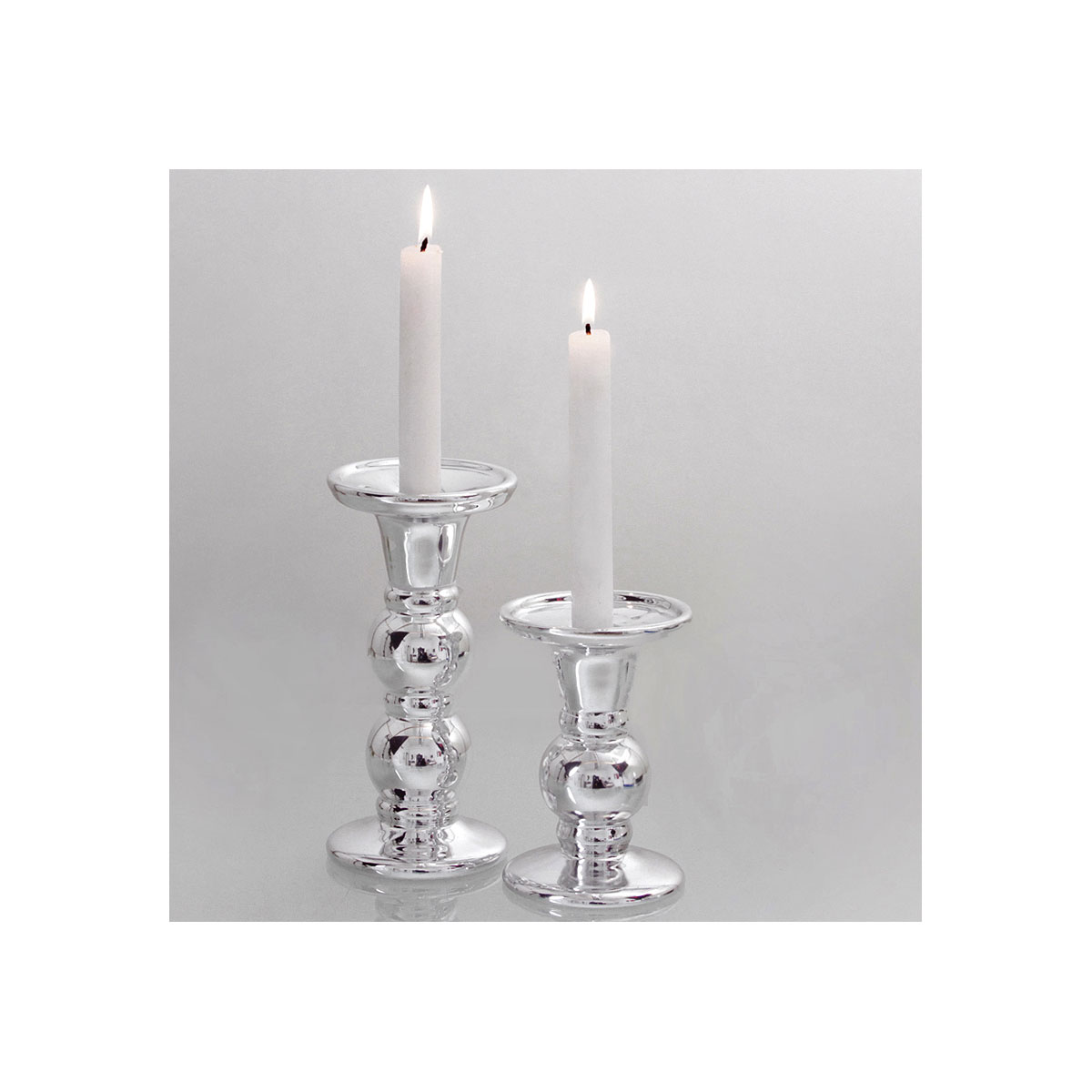 Kerzenhalter silber Spiegelglanz 9 x 19 cm