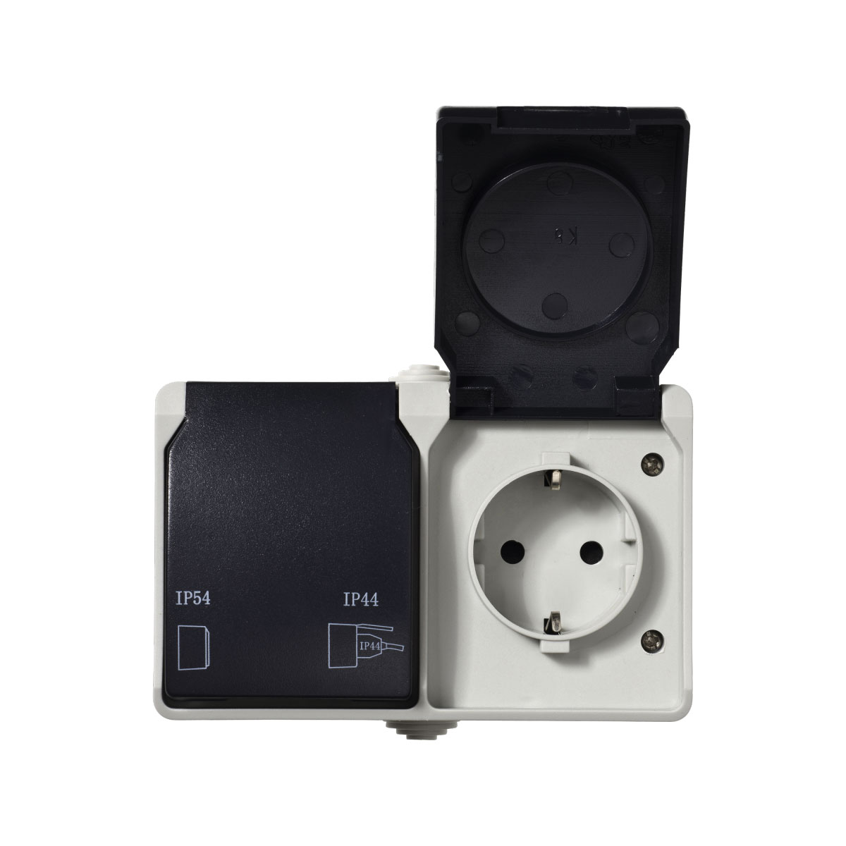 2-fach Aufputz-Steckdose Basic Feuchtraum grau