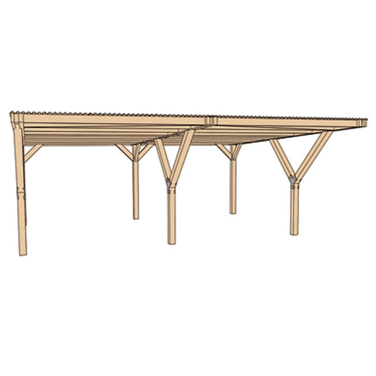 Weka Doppelcarport Y mit Stahldach Pfosten 12 x 12 cm Bild 3