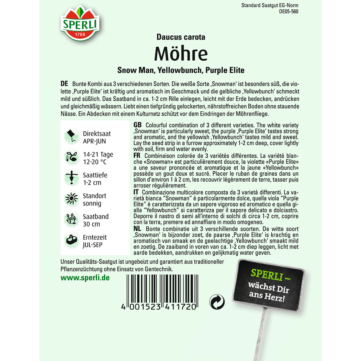 Sperli Möhren Sortiment 2 Saatband Version 2 Bild 2