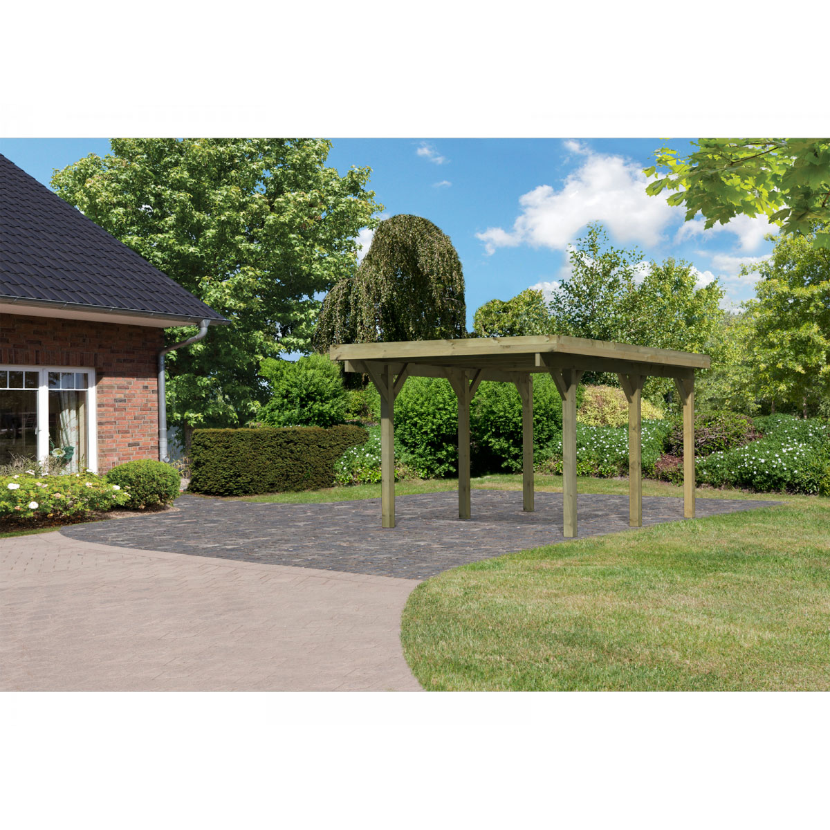 Karibu Einzelcarport Classic 1 Variante A ohne Einfahrtsbogen