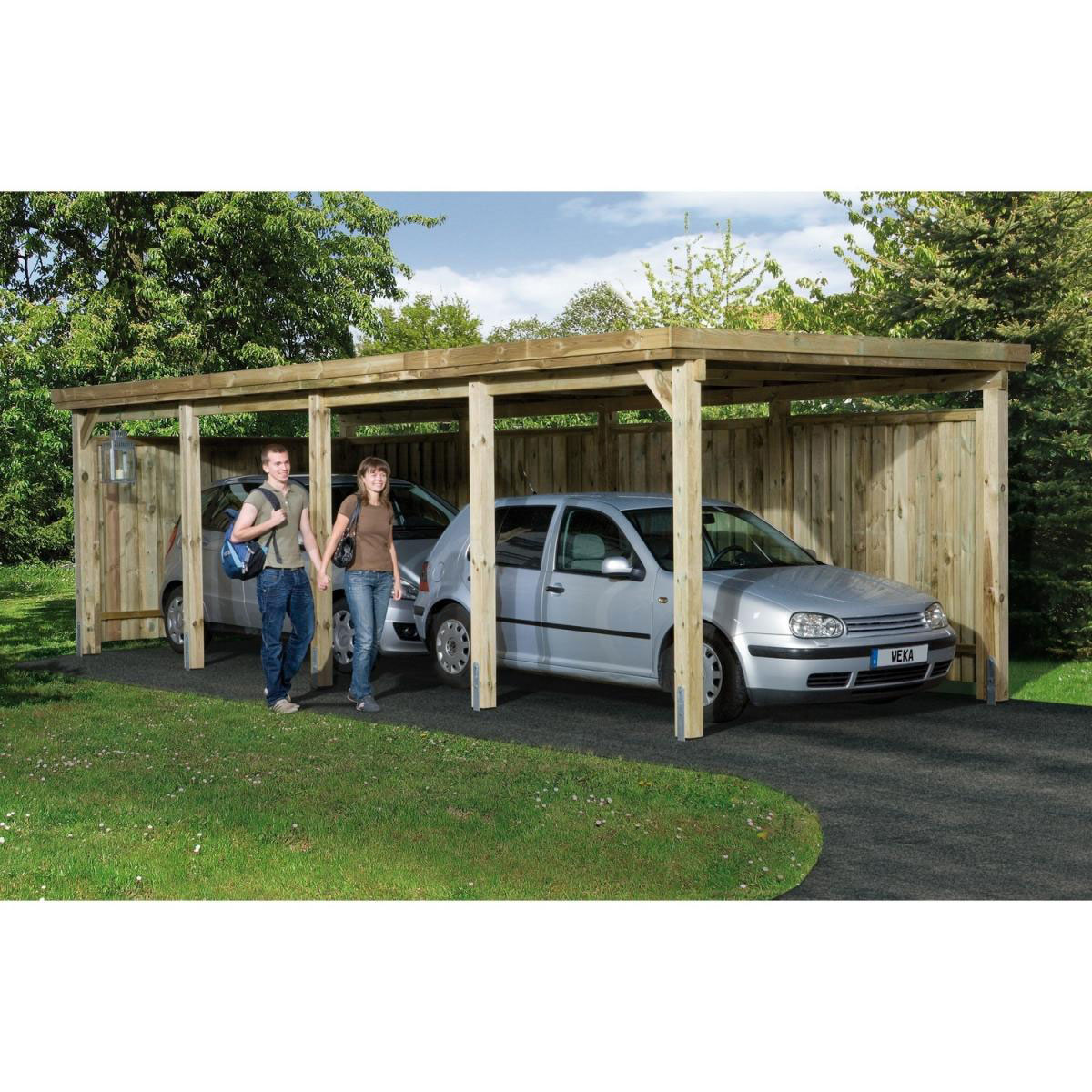 Weka Flachdach-Einzelcarport 617 270 x 760 cm