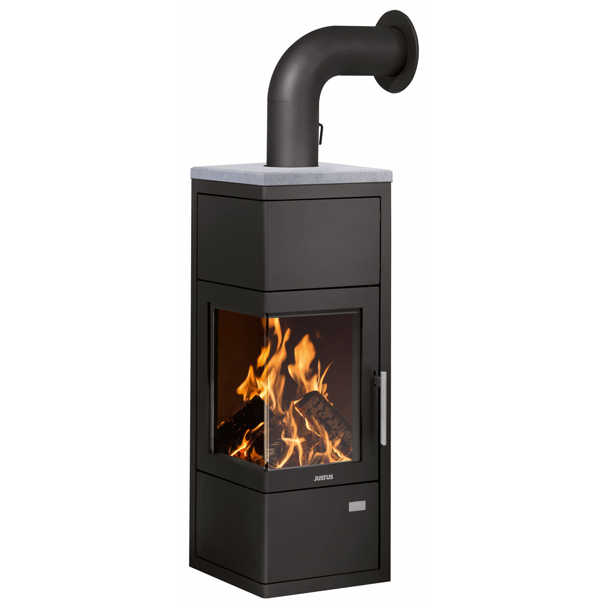 Kaminofen Diego Wärme PLUS StahlSchwarz mit Abdeckplatte Speckstein Bild 1