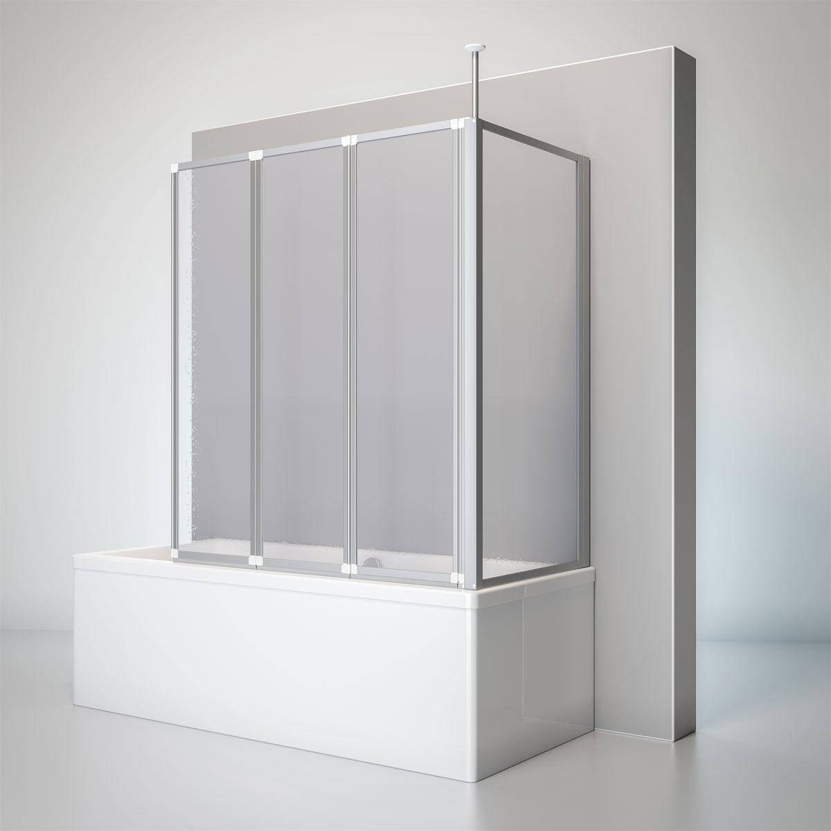 Schulte Badewannenfaltwand 3-teilig 1288 x 1400 mm mit Seitenwand und Deckenstütze Bild 1