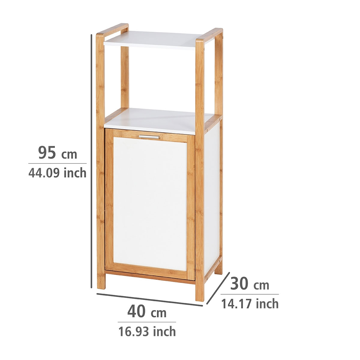 Wenko  Regal Finja aus Bambus mit Wäschebox mit 2 Ablagen und integriertem Wäschesammler Bild 4