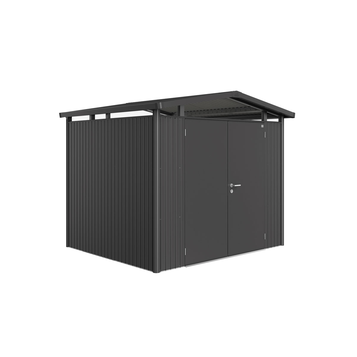 Biohort Gerätehaus Panorama Größe P3 dunkelgrau- metallic mit Doppeltür