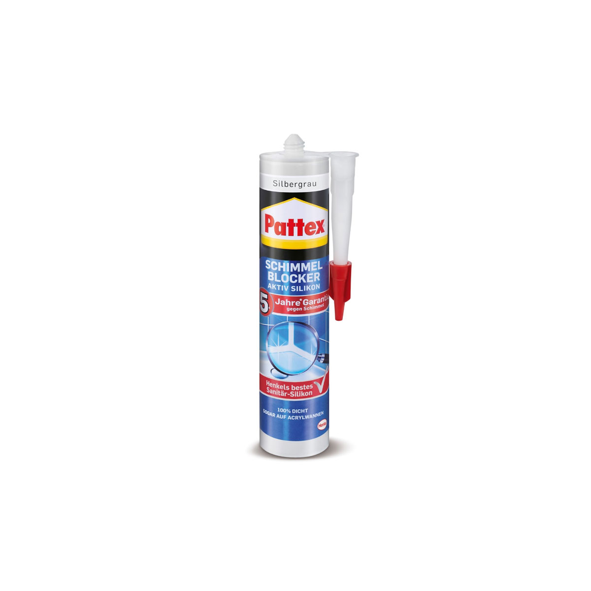 Pattex Sanitärsilikon Perfektes Bad Schimmelblocker Aktiv Silikon silbergrau 300 ml