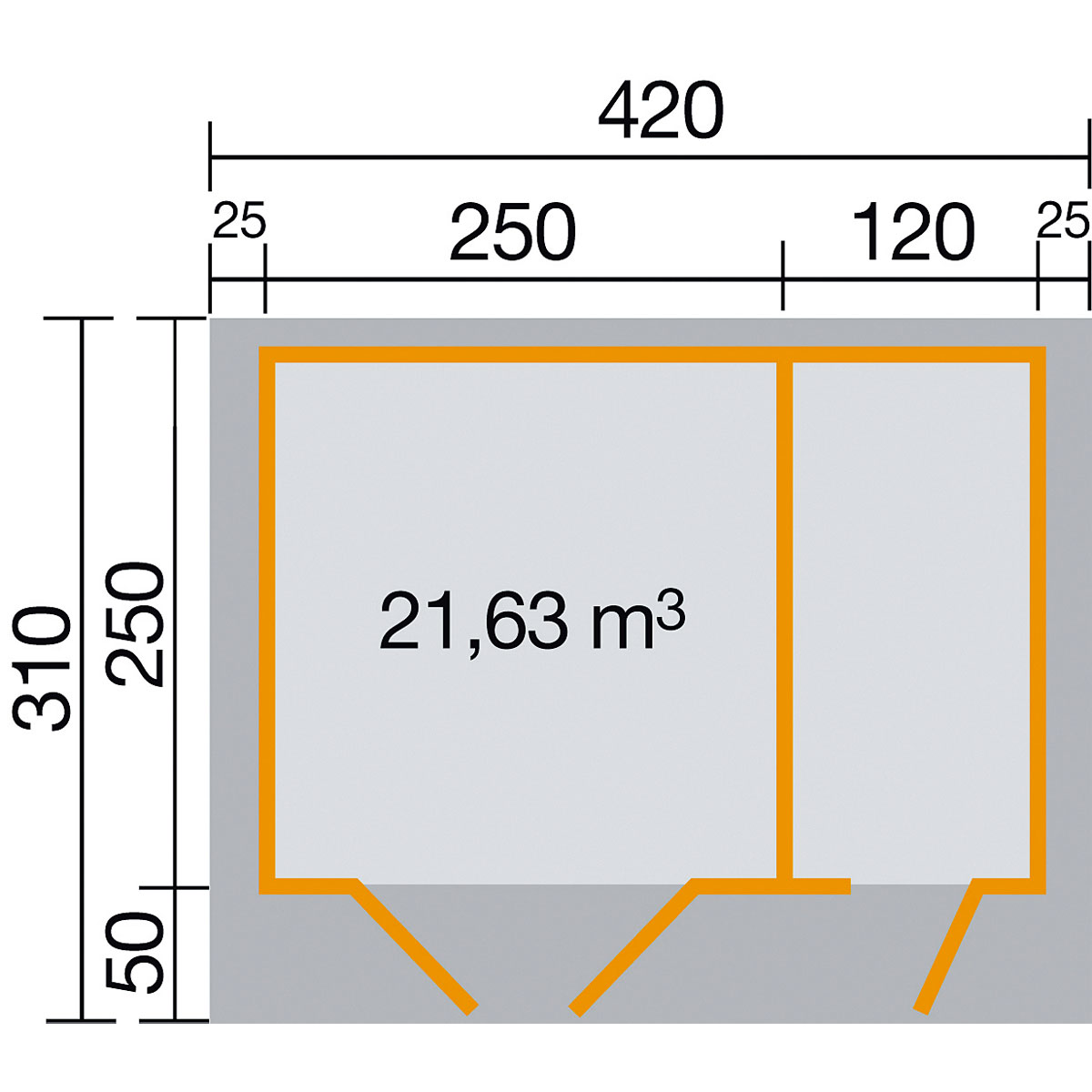 Weka Gartenhaus 253 Größe 2 28 mm natur mit Fußboden 370 x 250 x 270 cm Bild 2