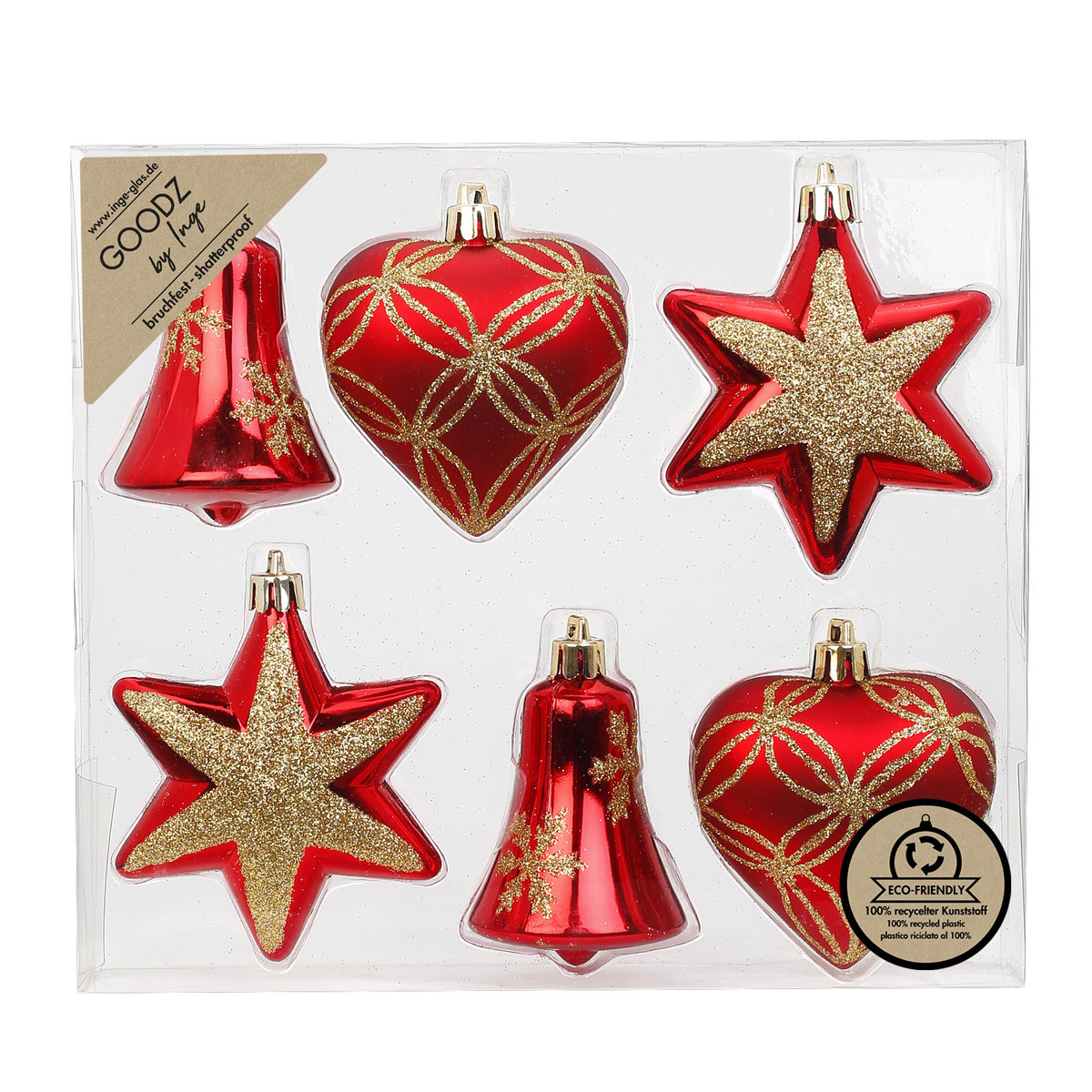 Formensortiment Kunststoff 9 cm 6 Stk Rot-Mix