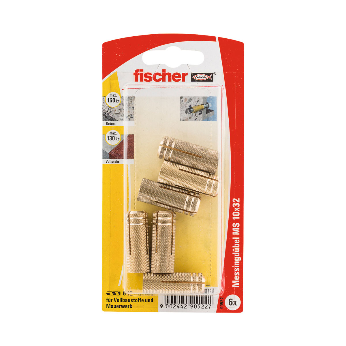 Fischer  Messingdübel MS 10 x 32 mm 6 Stück