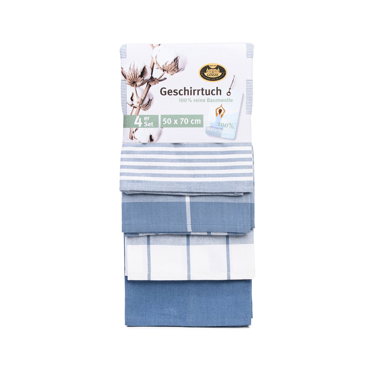 Gözze Geschirrtücher 100% Baumwolle 4er Pack 50x70cm blau Bild 1