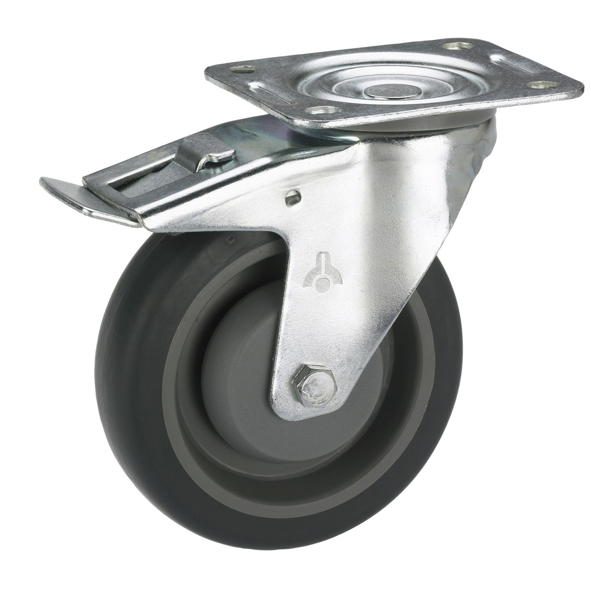 Dörner + Helmer Transportgeräte-Lenkrolle mit TPE-Lauffläche Fadenschutz und Totalfeststeller 100 x 32 mm