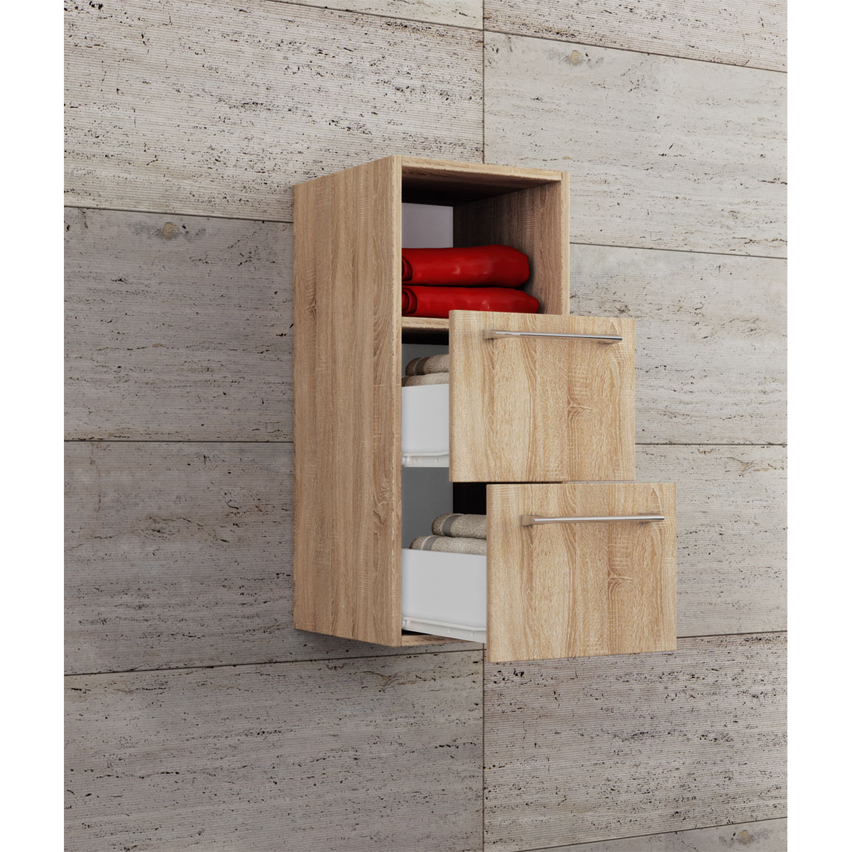 Midischrank VCB 5" 2 Schubladen und offenes Fach Sonoma-Eiche Bild 2