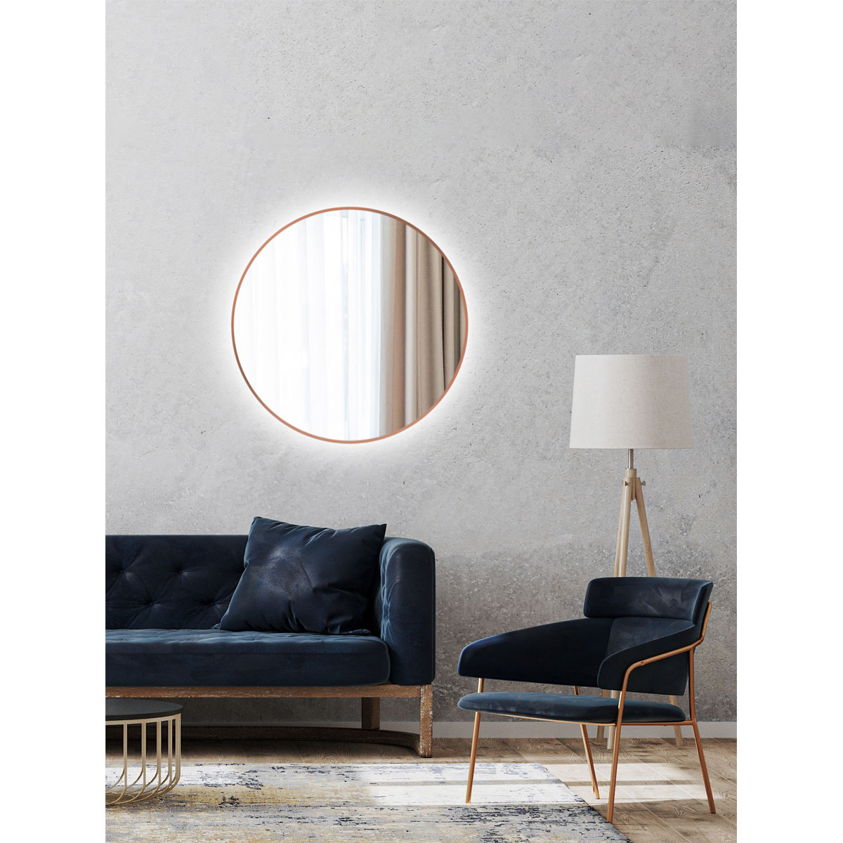 DSK  Design LED Lichtspiegel Silver Barbier Copper Dm 80 cm Bild 7