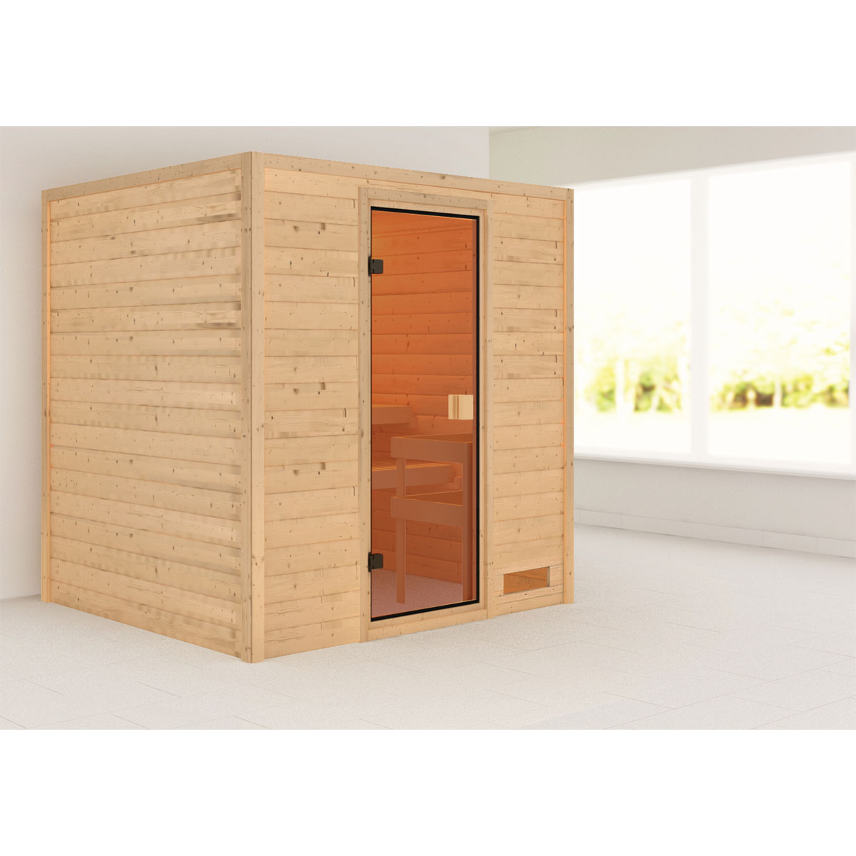Karibu Sauna Adelina naturbelassen ohne Ofen ohne Dachkranz