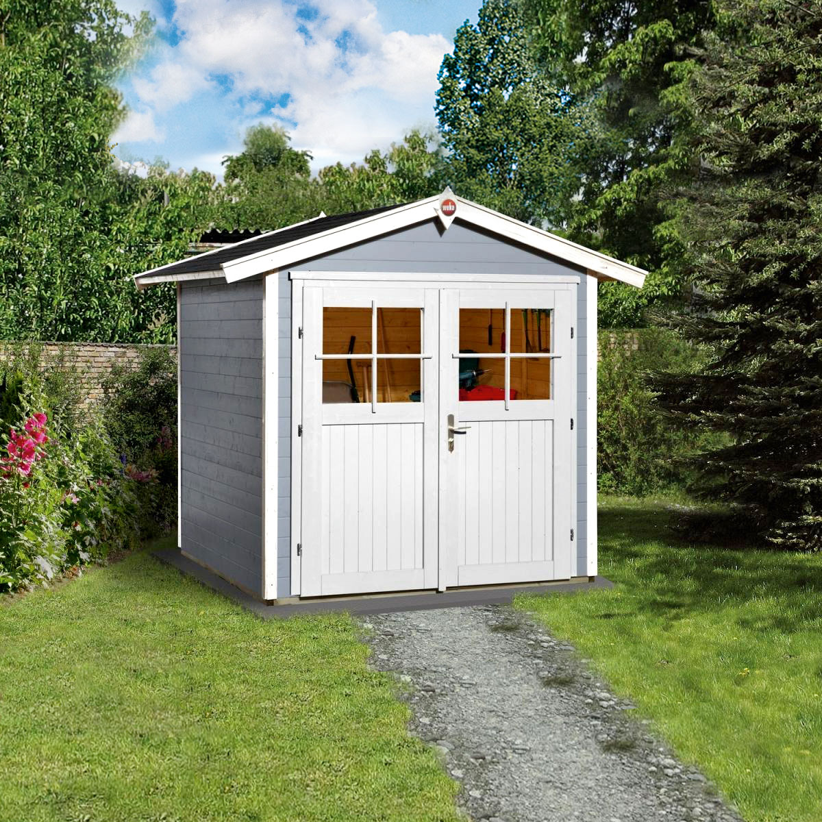 Weka Gartenhaus 224 260 x 229 x 227 cm grau Bild 1