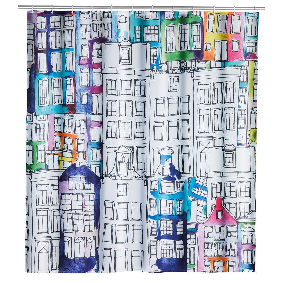Wenko  Duschvorhang Sunny City Textil Polyester 180 x 200 cm waschbar