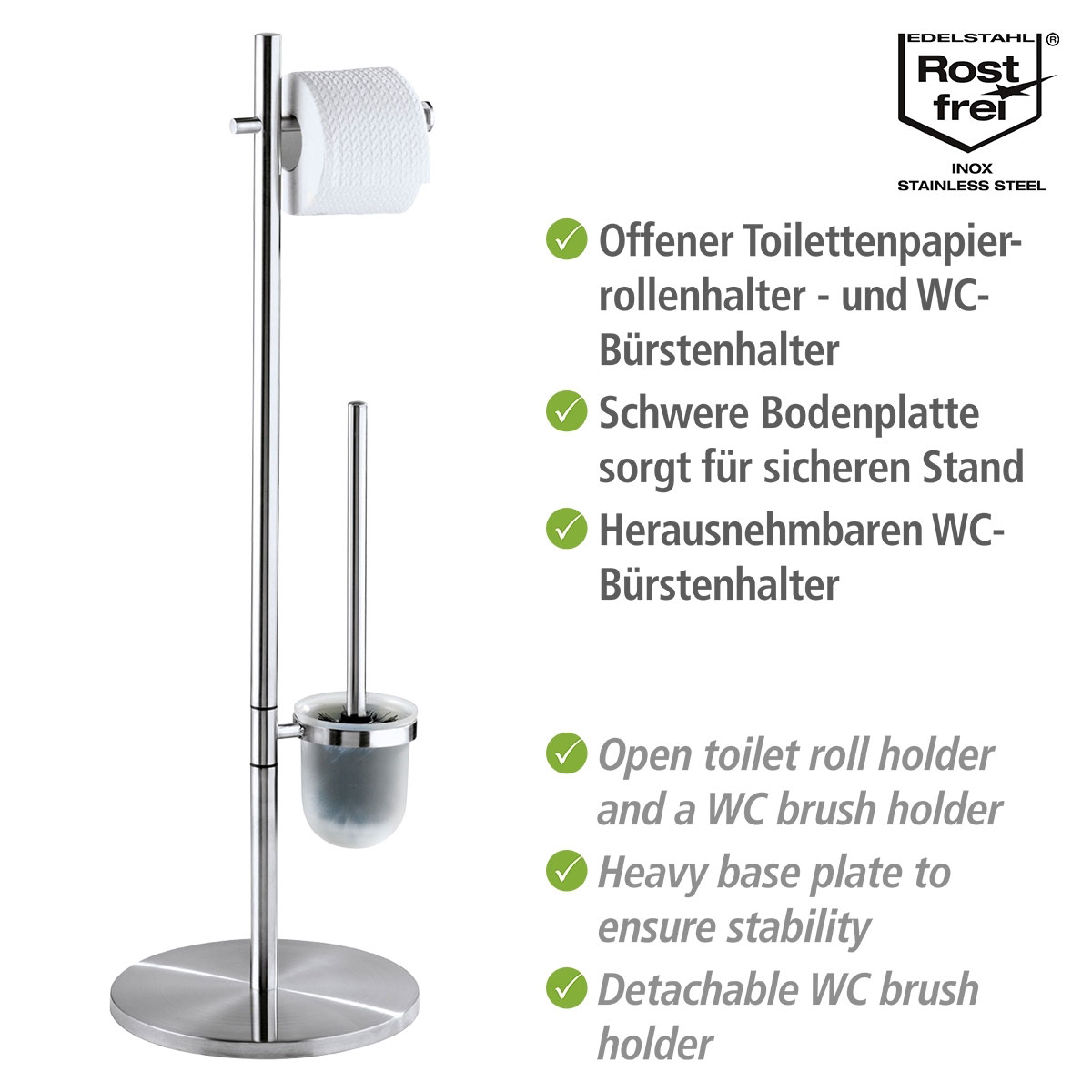 Wenko  Stand WC-Garnitur Pieno Edelstahl rostfrei Bild 3