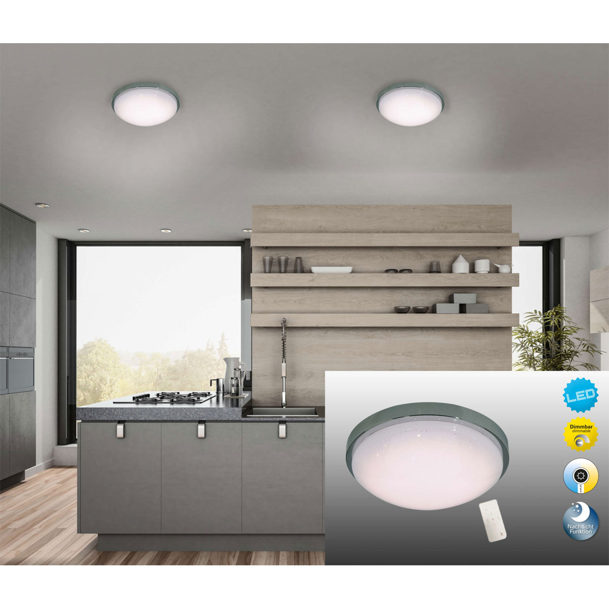 Naeve LED DL Cantania Metall/KSchrome LxBxH: 29x29x9cm dimmbar Bild 3