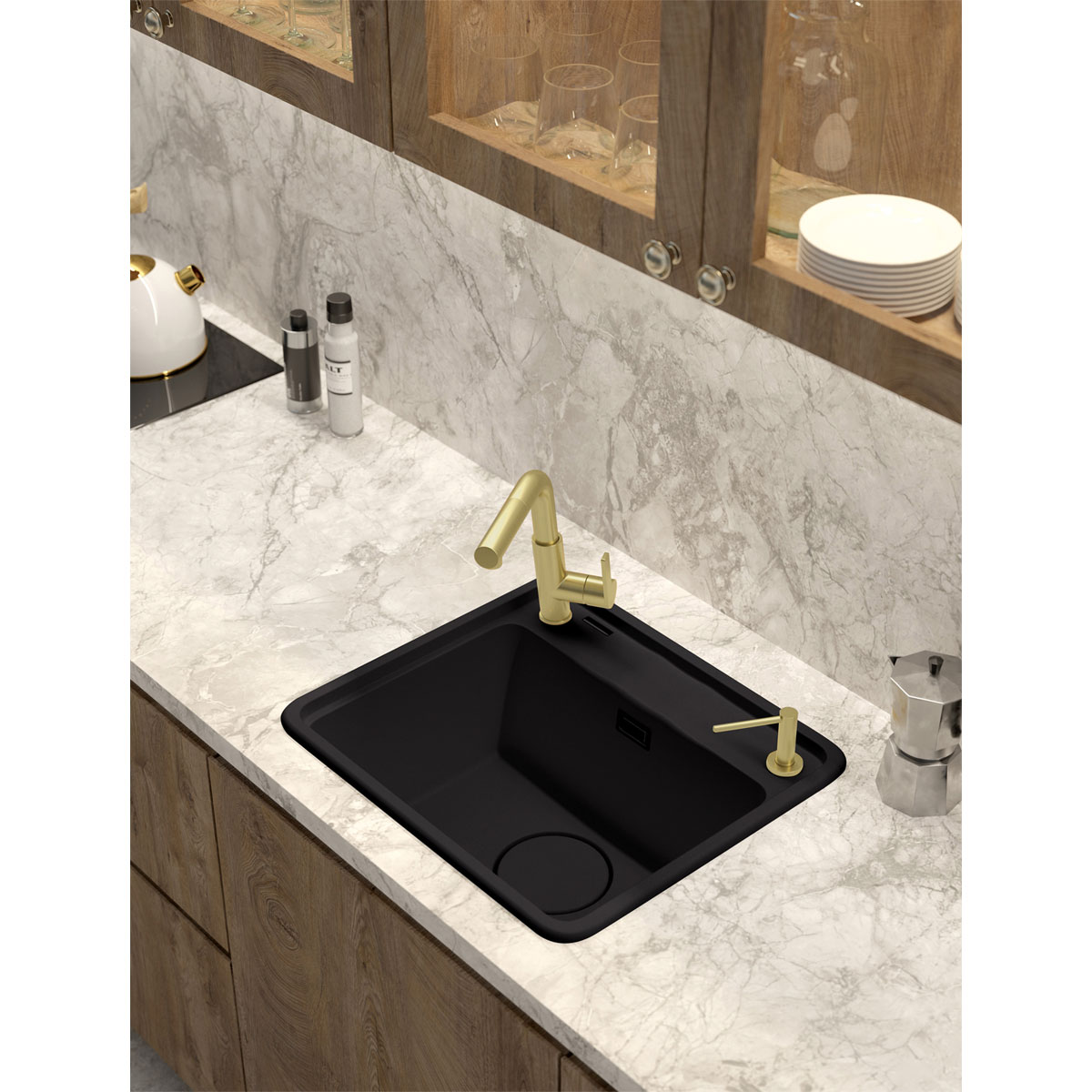 deante Granit- Einbauspüle Momi 44 x 50 cm Graphit Metallic Bild 2