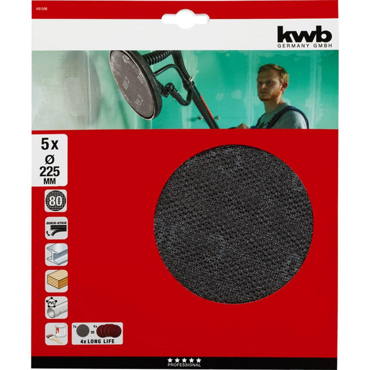 kwb  Gitterleinen für Langhalsschleifer Durchmesser 225 mm K80 Bild 2