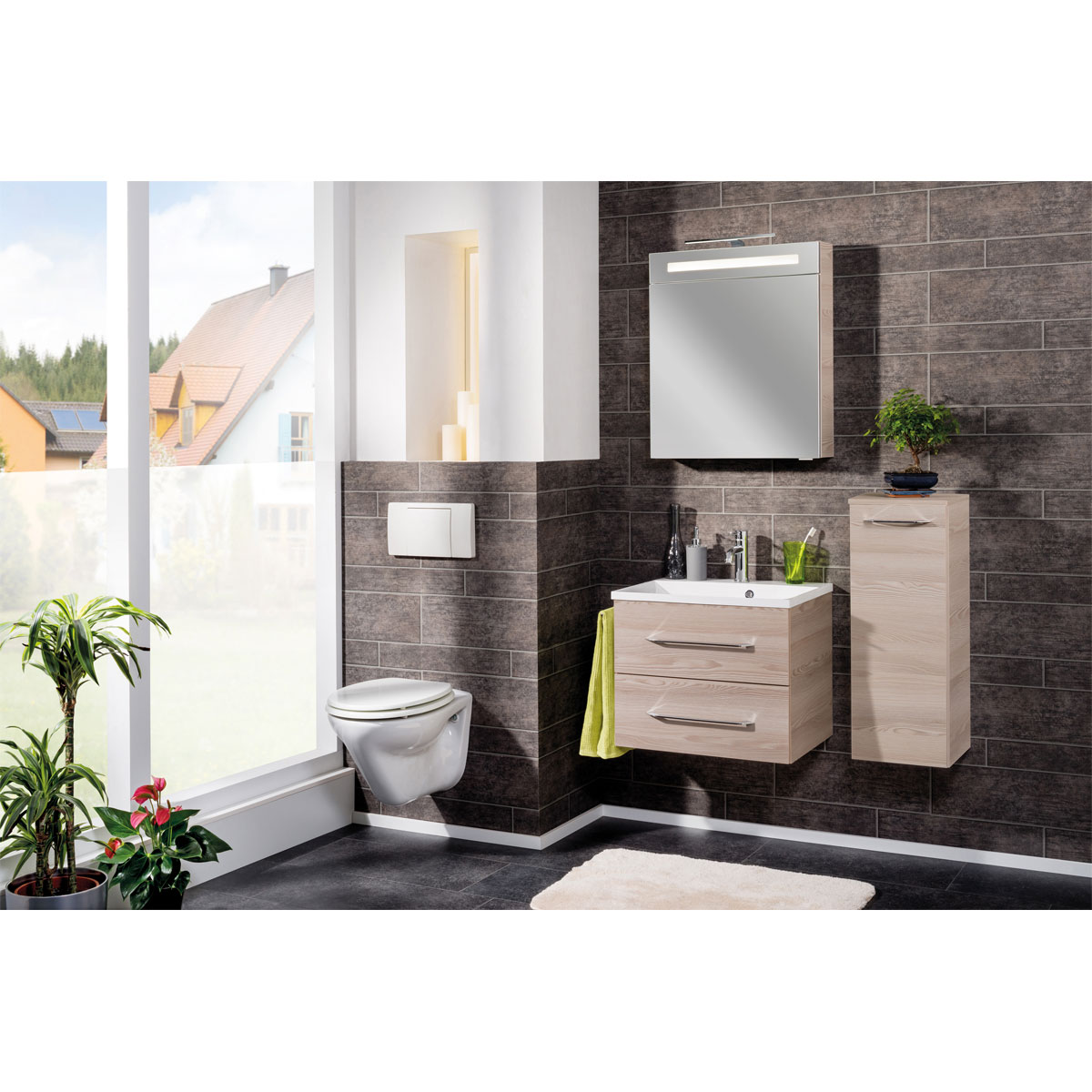 Fackelmann LED-Spiegelschrank B.clever 60 x 71 x 16 cm Alaska-Esche Bild 2