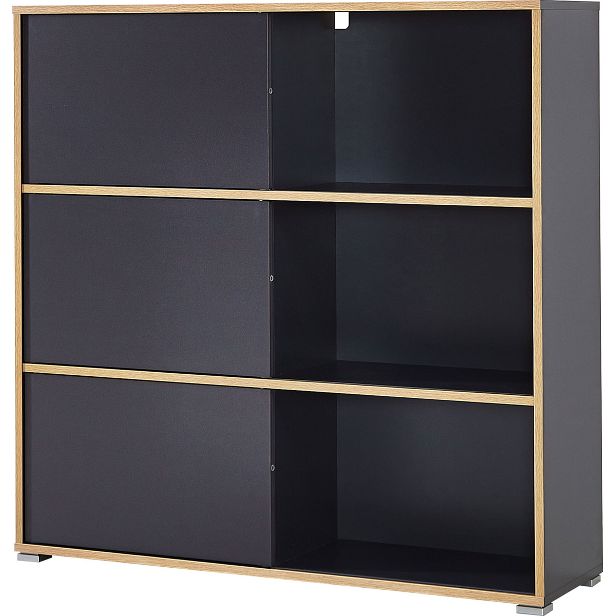 Schiebetürregal 120 x 119 x 35 cm weiß/Sonoma Eiche Bild 3