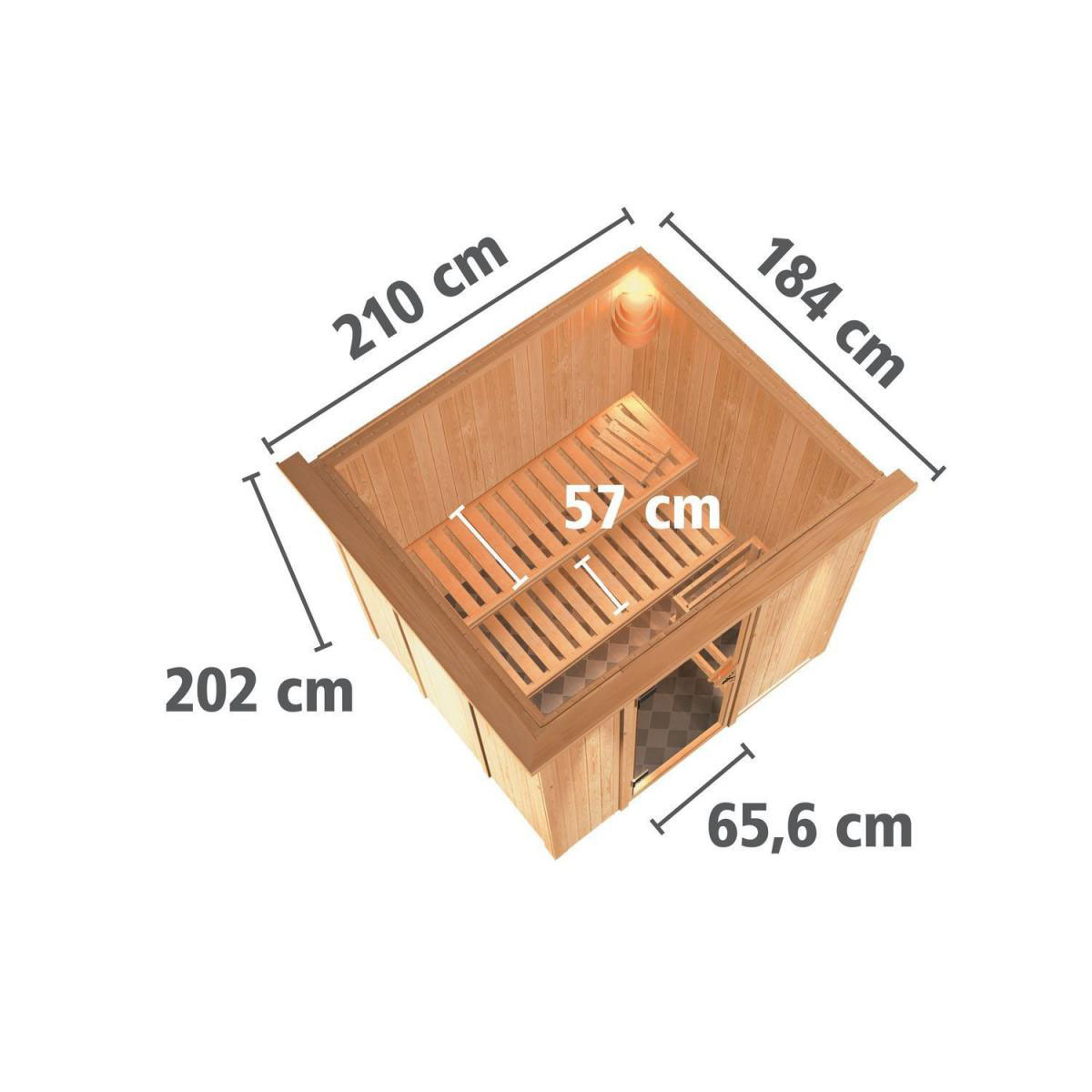 Karibu Sauna Daria Fronteinstieg 3,6 kW Ofen integr Strg mit Kranz Energiespartür Bild 12