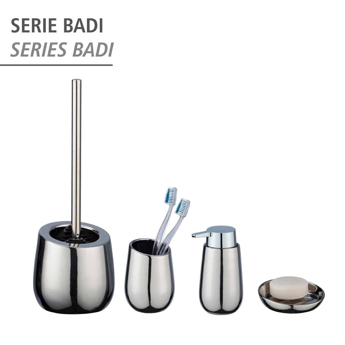 Wenko  WC-Garnitur Badi Chrom Keramik WC-Bürstenhalter Bild 5