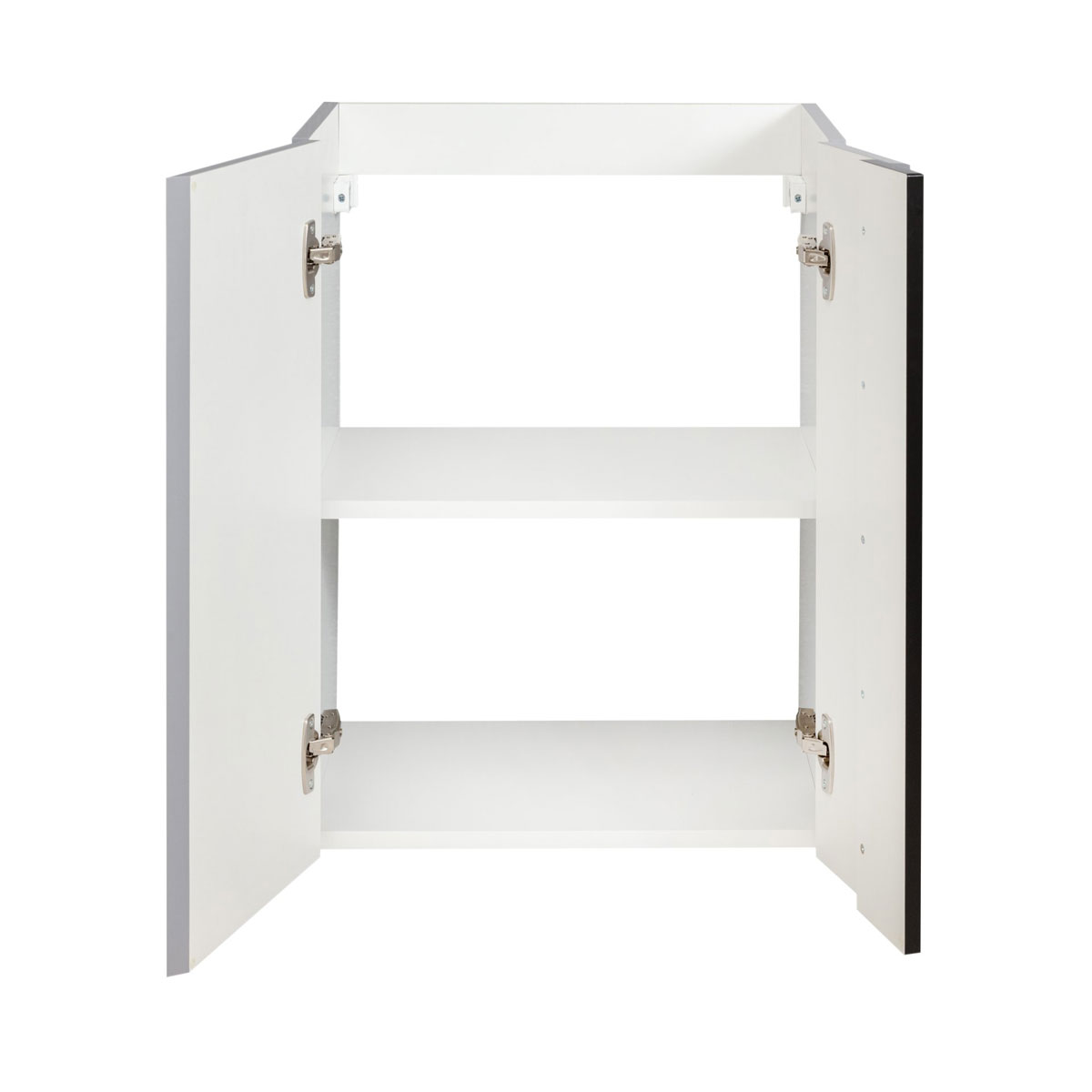 BADMOBIL Waschtischunterschrank LINUS 49 x 63 x 34,5 cm 2 Türen grifflos weiß mit schwarzer Dekorleiste Bild 2