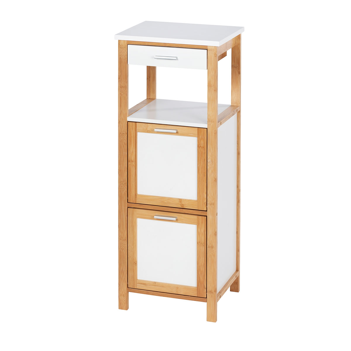 Wenko Regal Finja aus Bambus mit 2 Ablagen 2 Fächern und Schublade 34 x 89 x 30 cm