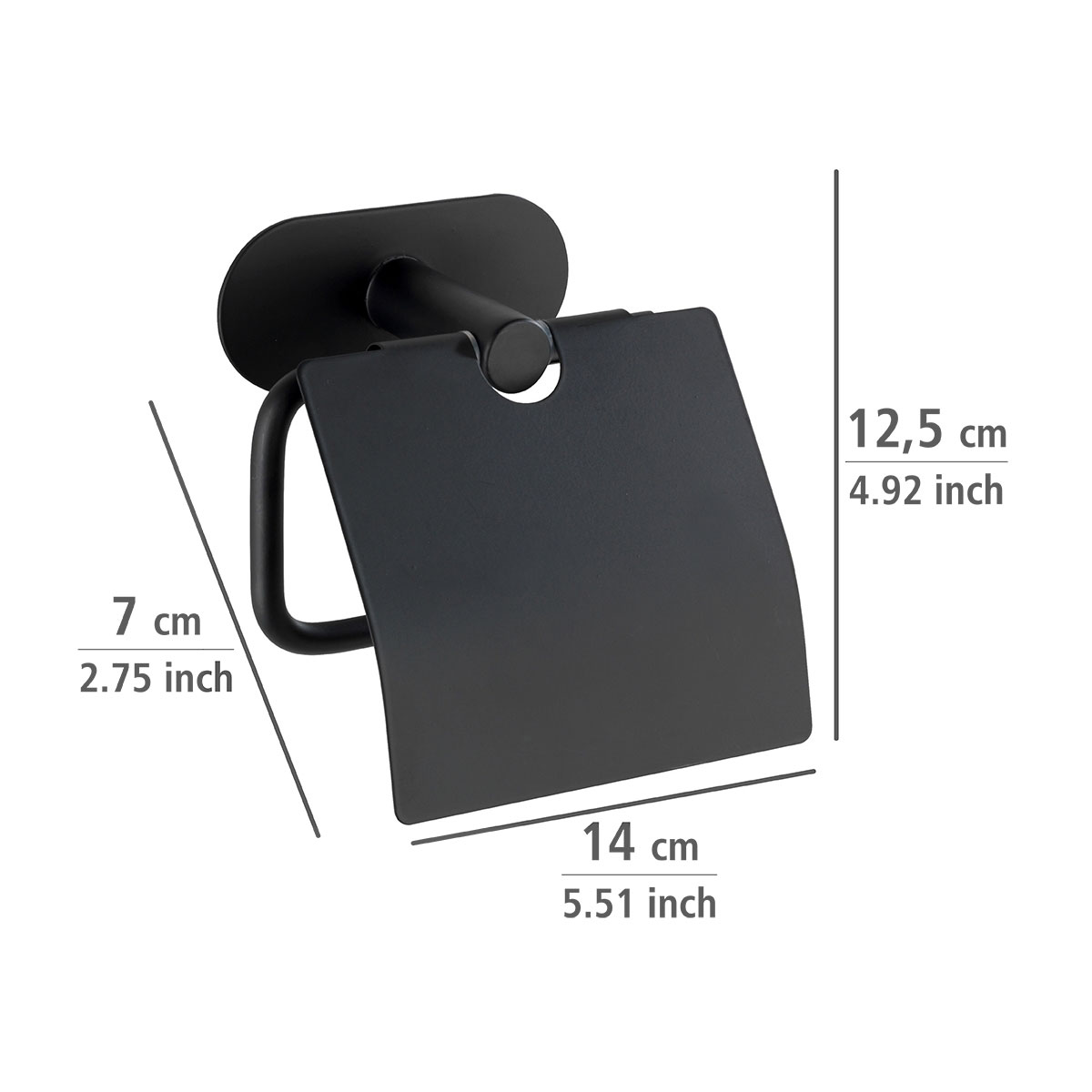 Wenko  Turbo-Loc Edelstahl Toilettenpapierhalter mit Deckel Orea Black Matt WC-Rollenhalter Befestigen ohne bohren Bild 4