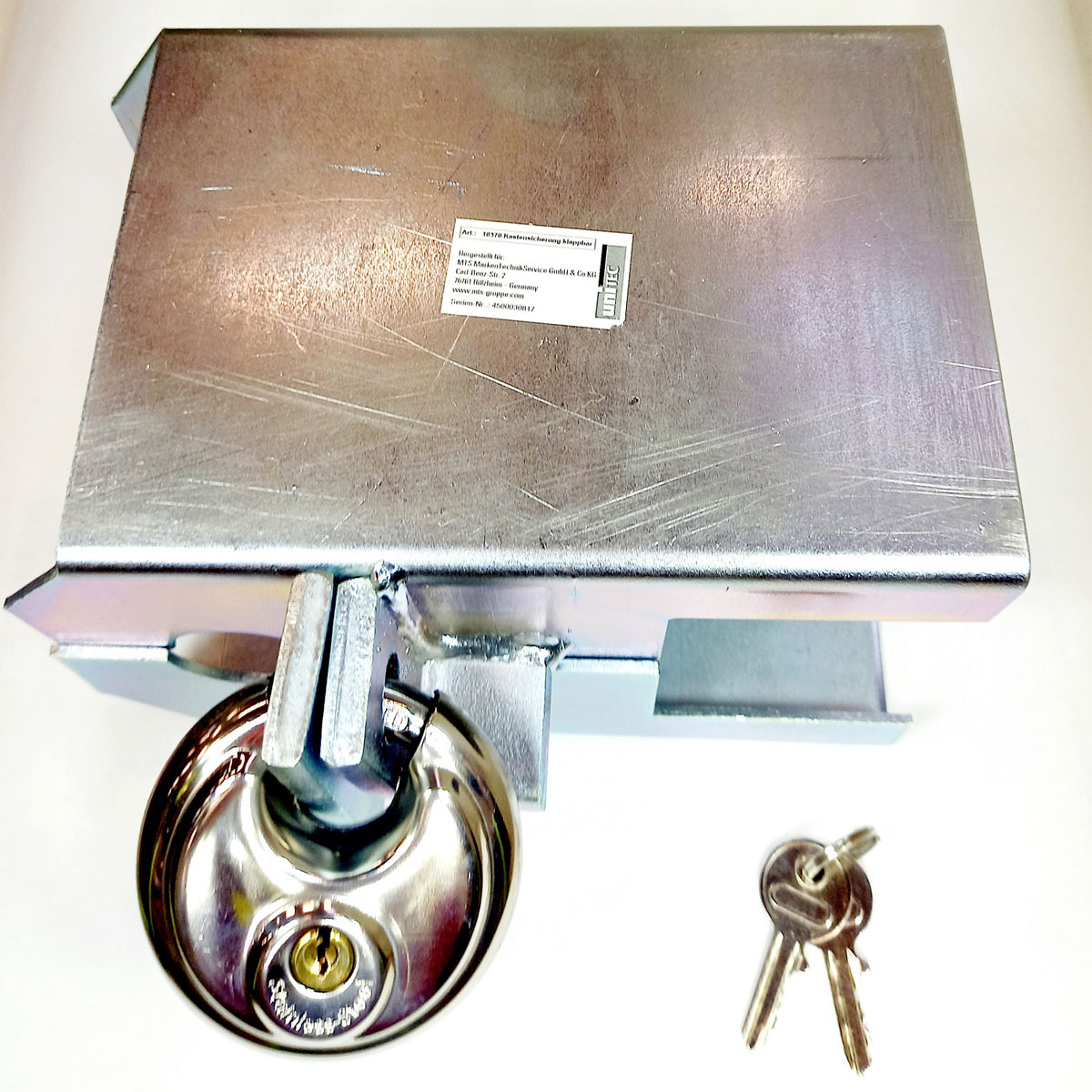 Unitec Kastensicherung mit Diskusschloss silber 19,5 x 15 x 11,5 cm Bild 1