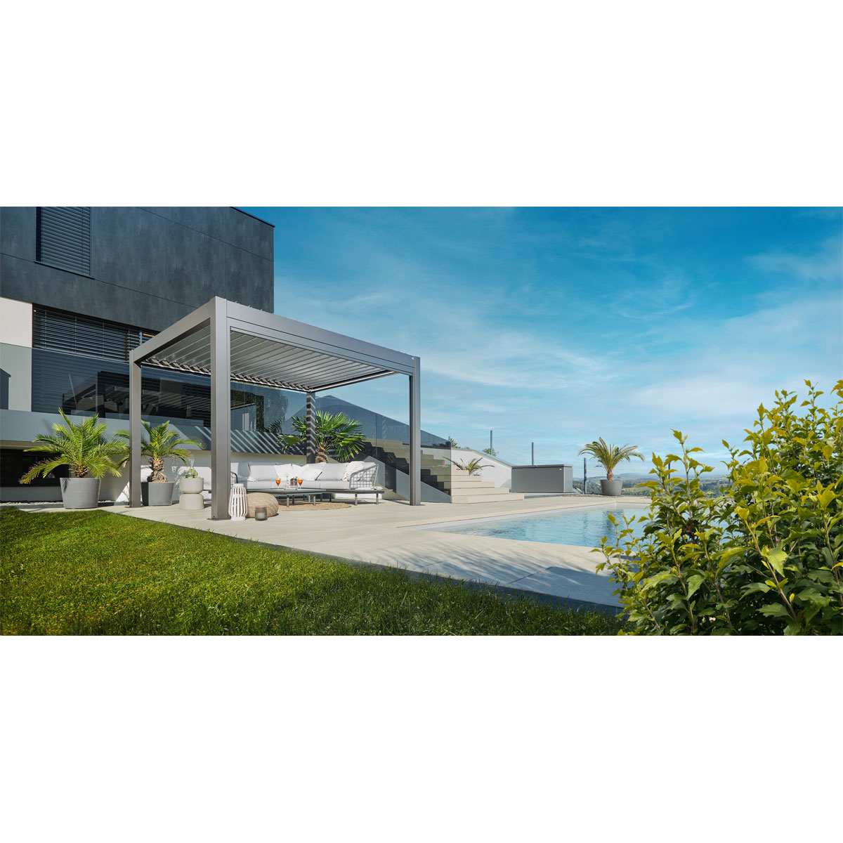 Biohort Pergola Gr. 3 x 3,5 quarzgrau/silber-metallic